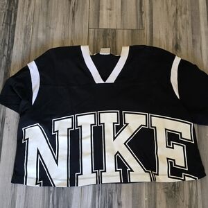 Nike Black and White V-Neck Jersey Crop Top